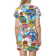 SKY COMMANDER CHIP Blue All Over Print T-Shirt Dress - The HAYZE Brand